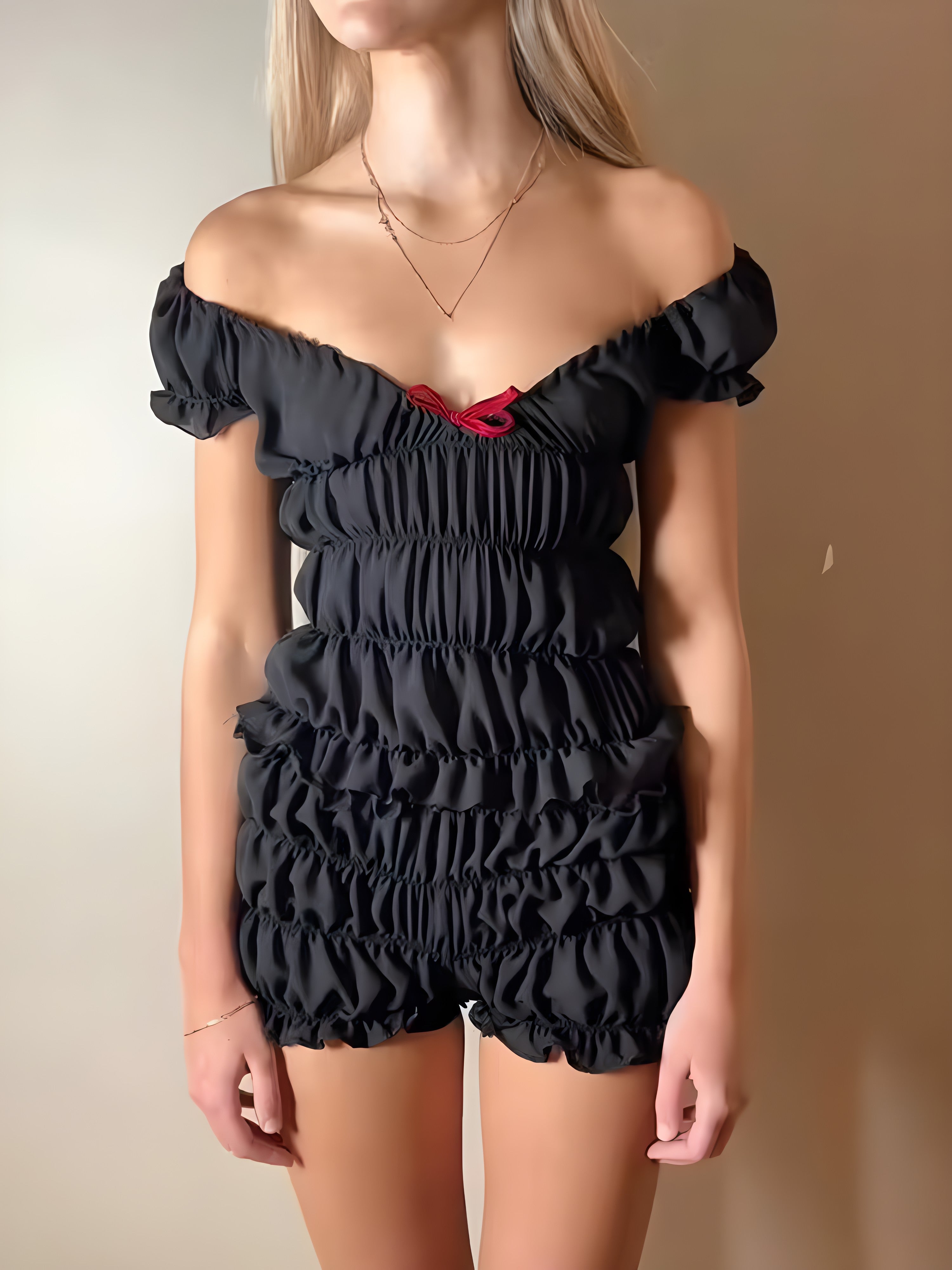 Ruched Off Shoulder Top & Shorts Two Piece Set - KAYSMAR