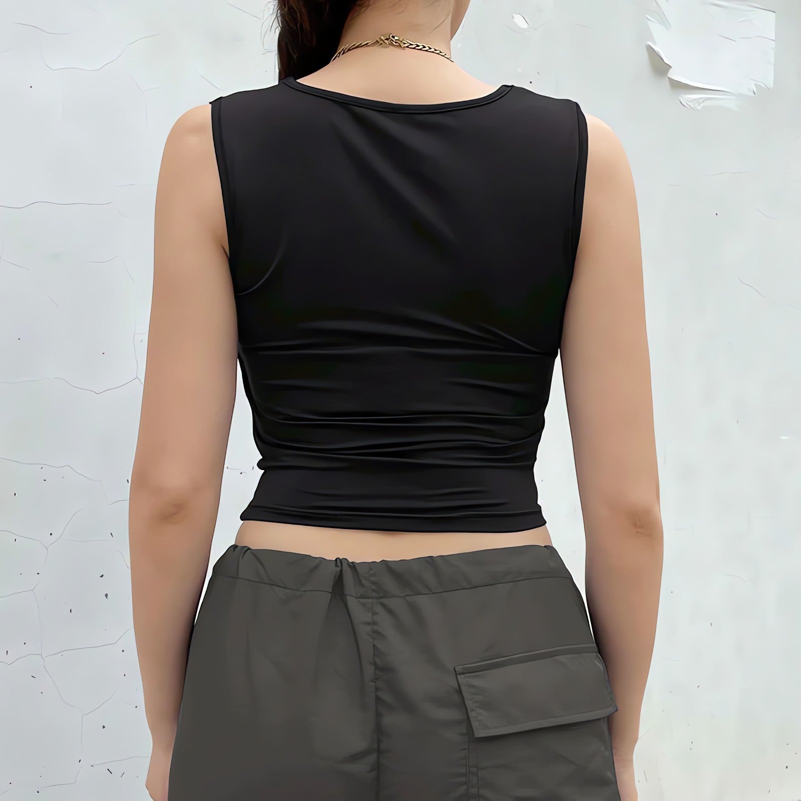 Ruched Square Neck Tank Top - KAYSMAR