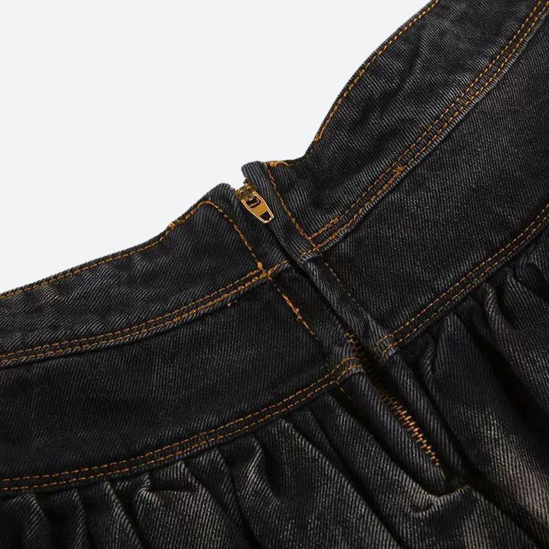 Ruffled Denim Mini Skirt - KAYSMAR