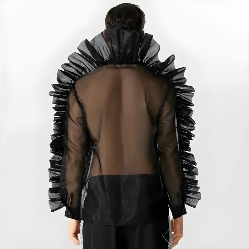 Ruffled Sleeve Sheer Shirt - KAYSMAR