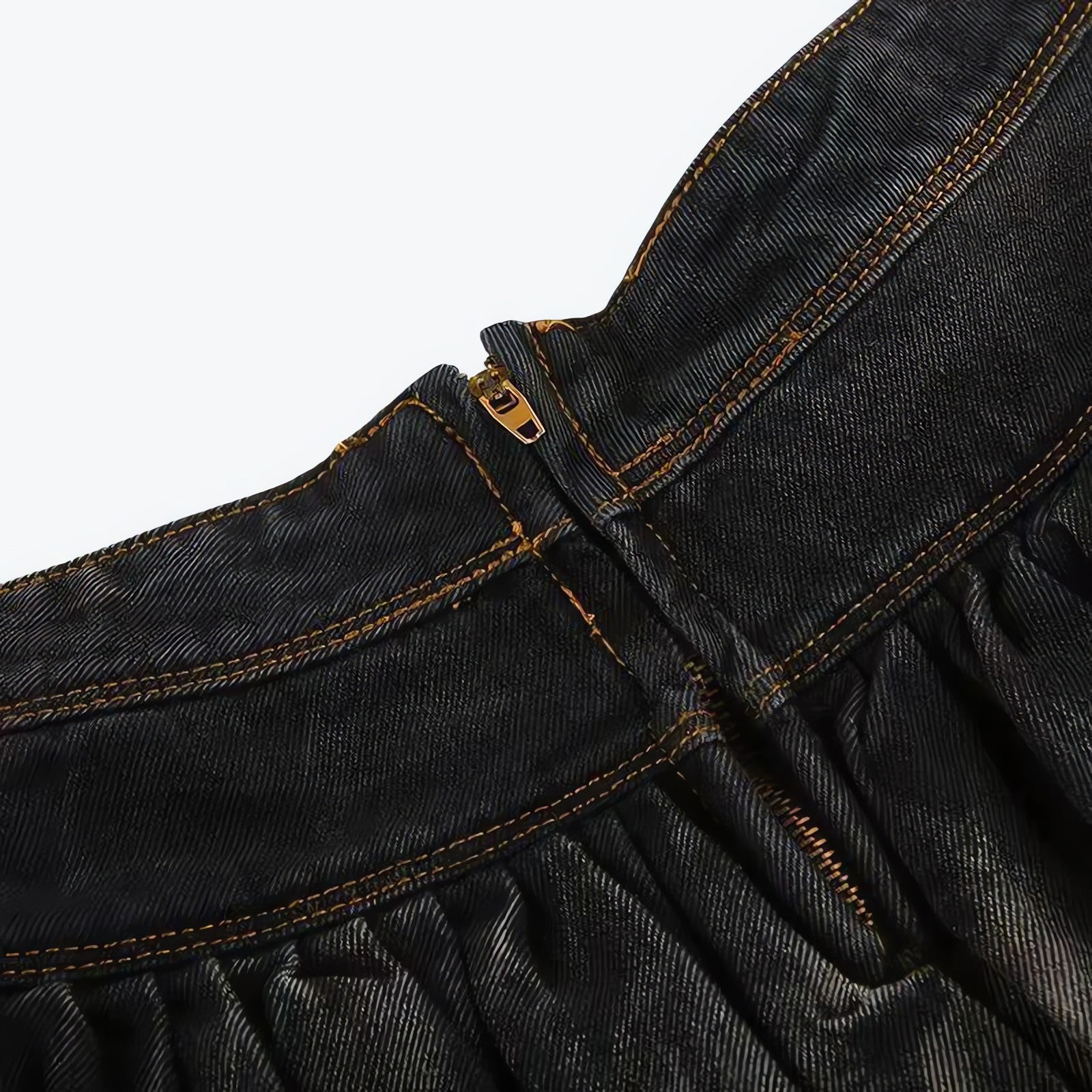 Ruffled Denim Mini Skirt - KAYSMAR