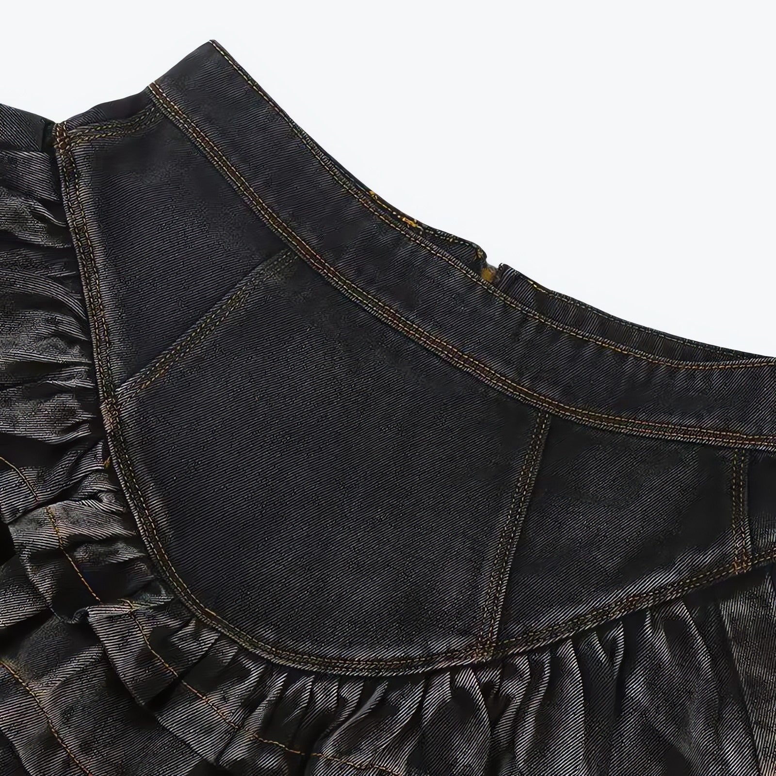 Ruffled Denim Mini Skirt - KAYSMAR