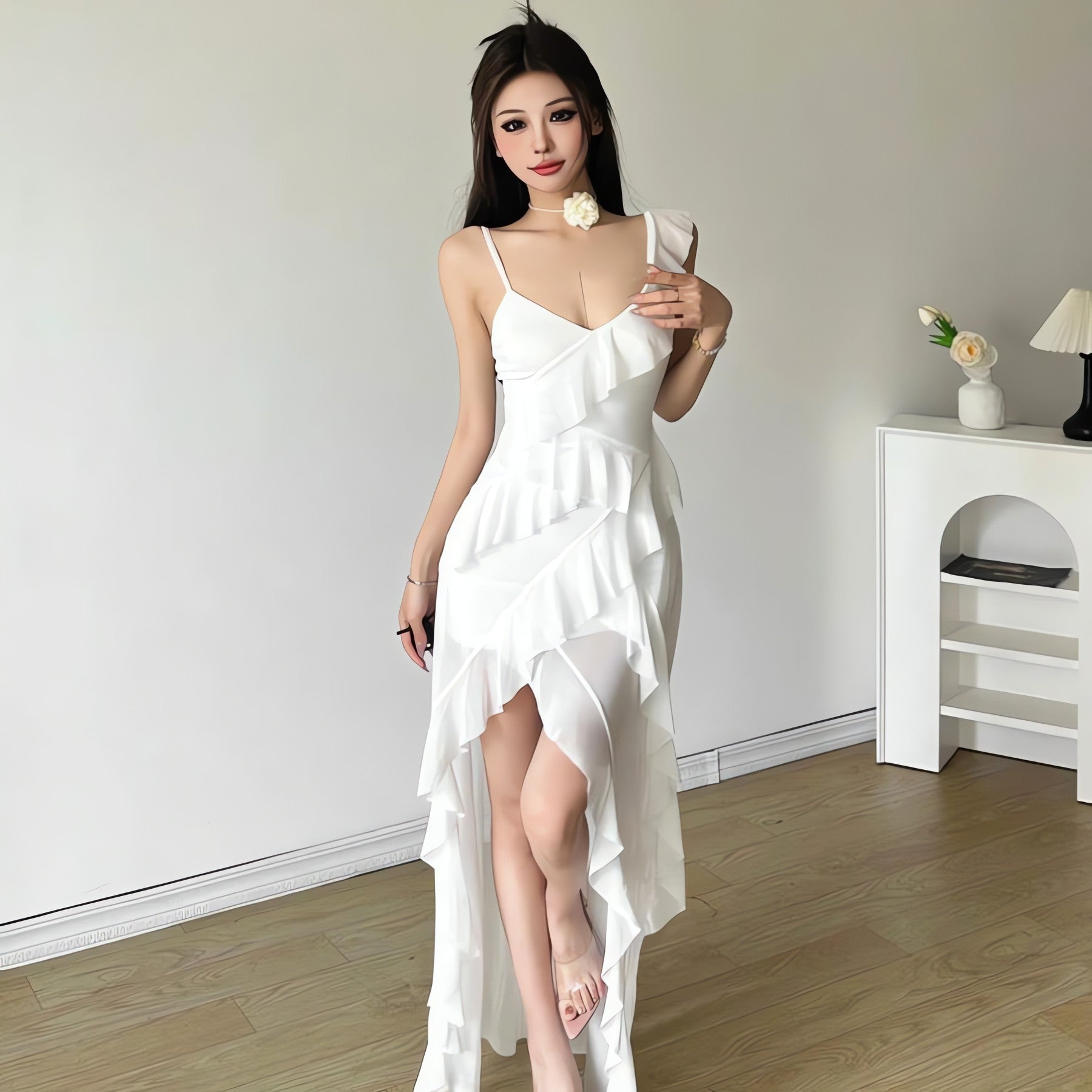 Ruffled Mullet Mini Dress