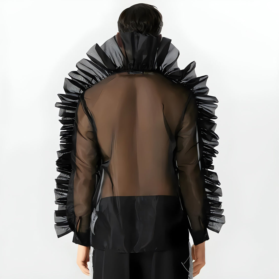 Ruffled Sleeve Sheer Shirt - KAYSMAR
