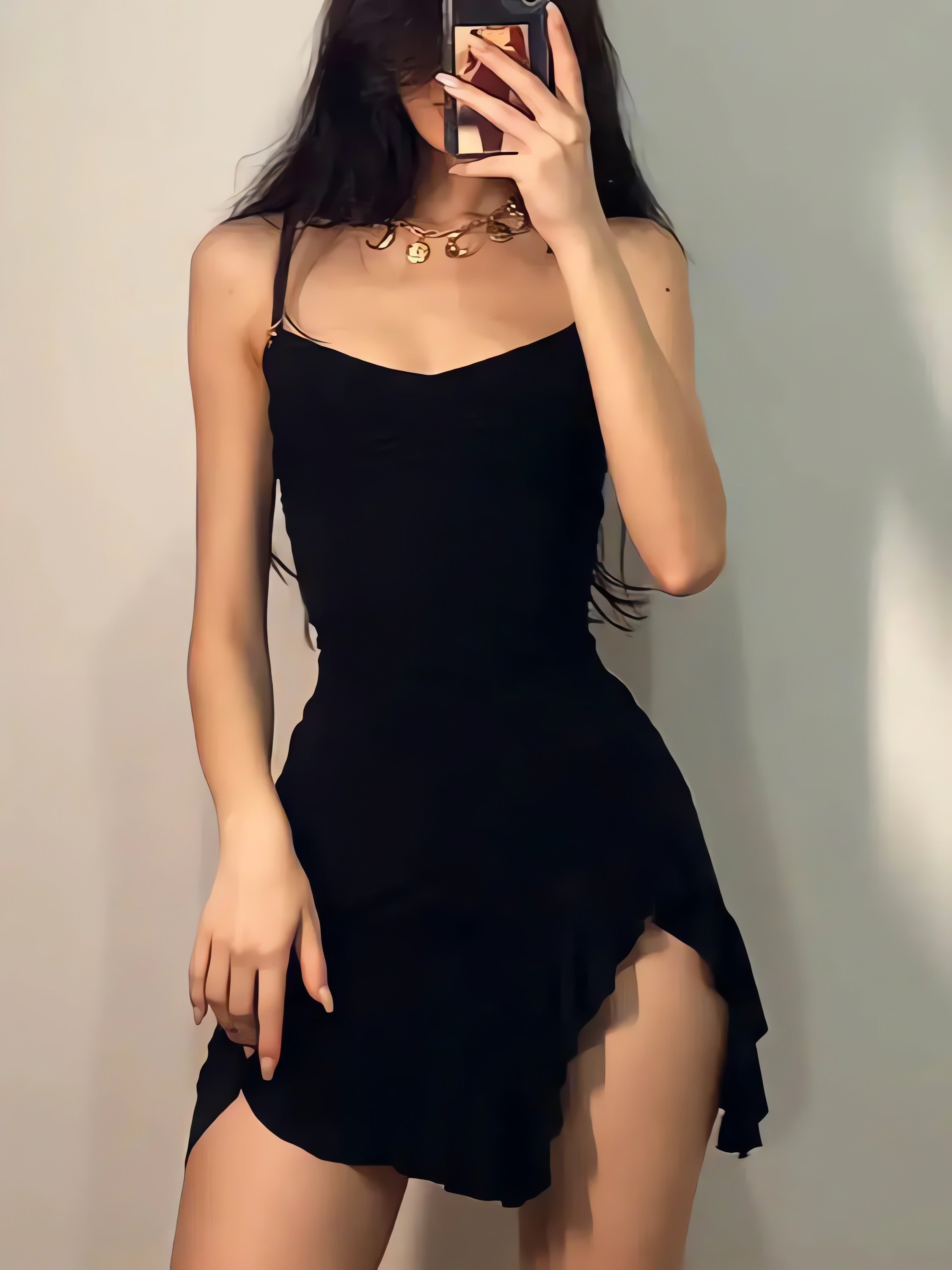 Ruffled Slit Bodycon Mini Dress - KAYSMAR