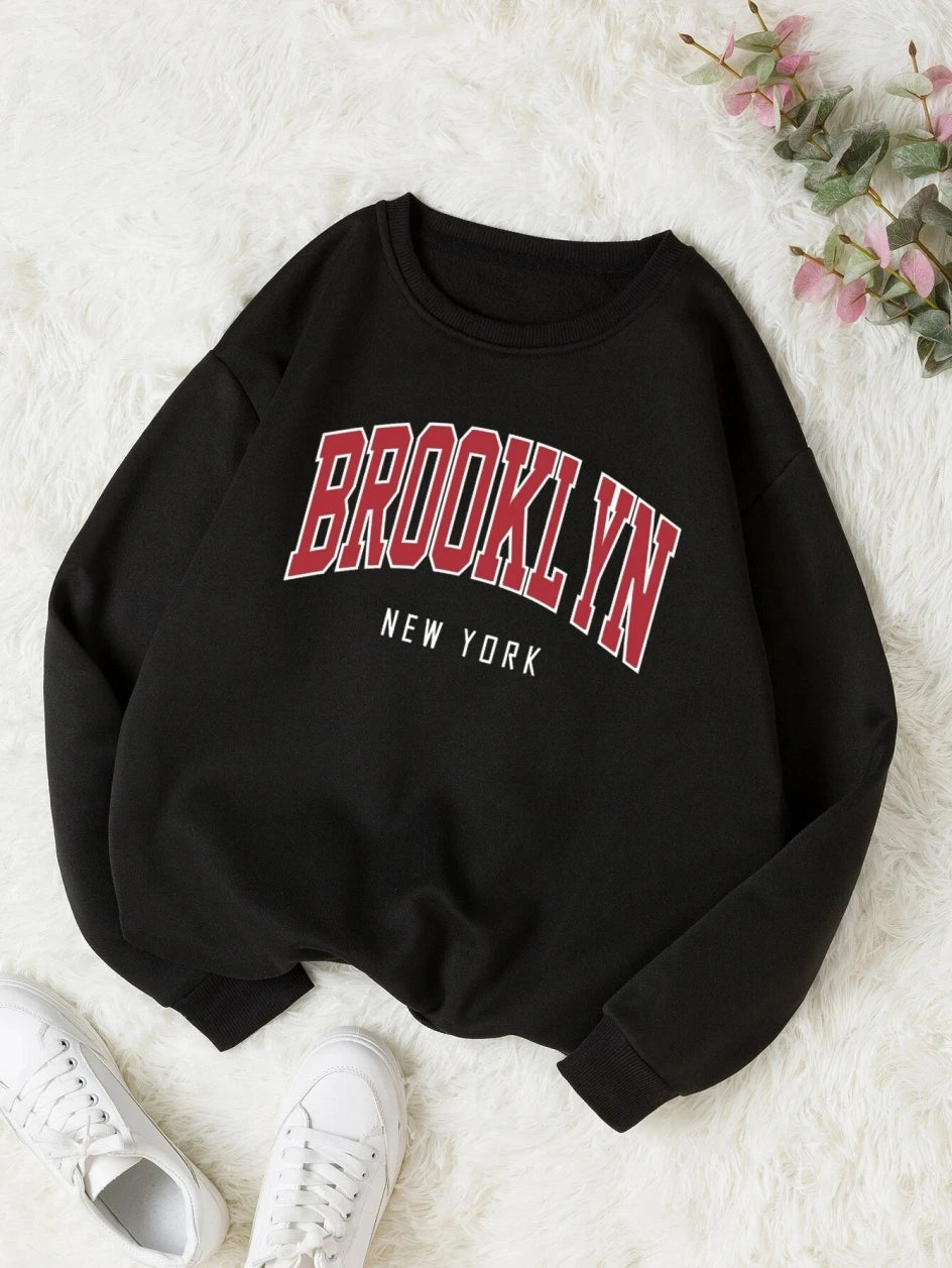 "Brooklyn" Graphic Print Cotton Hoodie