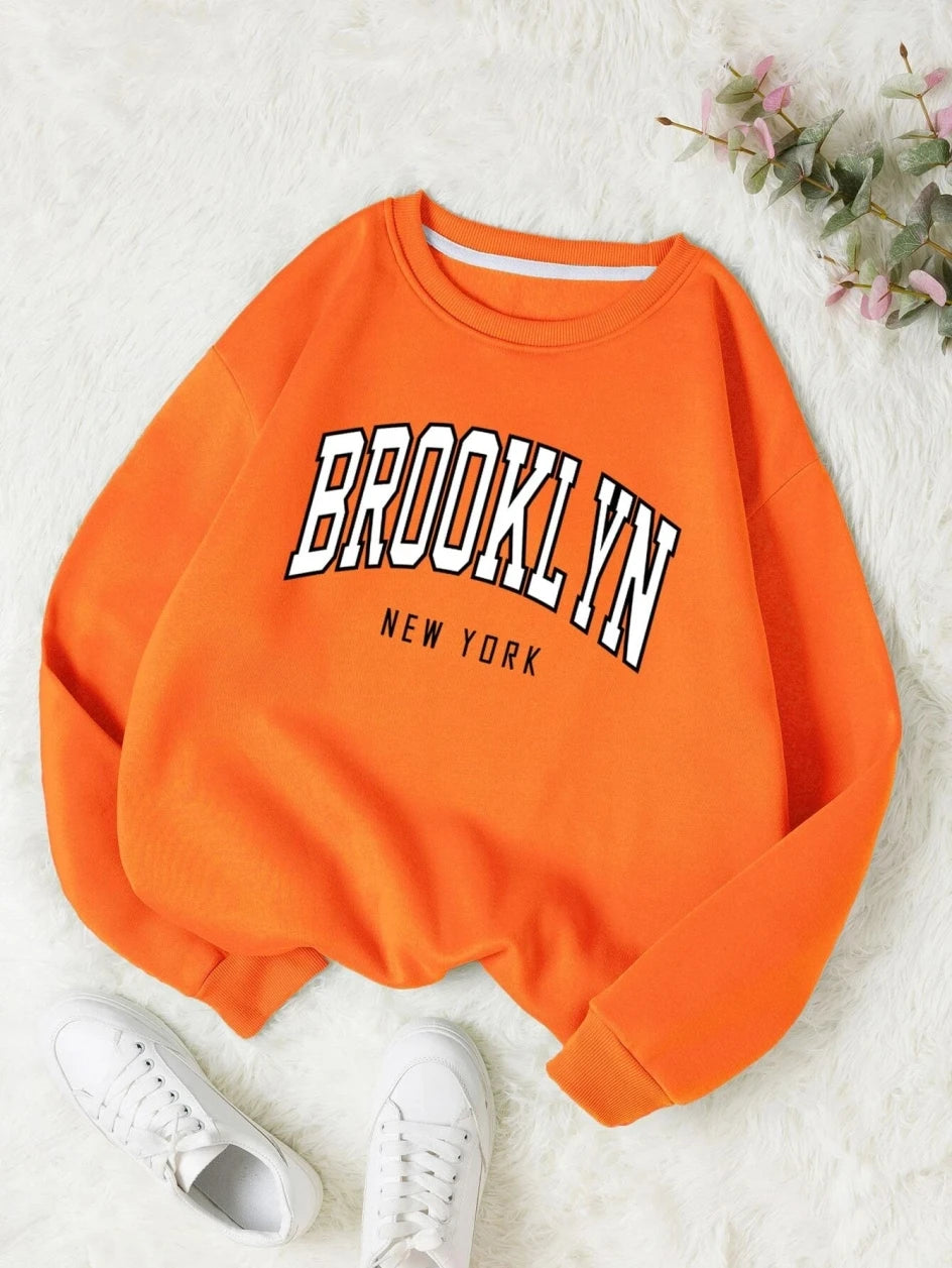 "Brooklyn" Graphic Print Cotton Hoodie