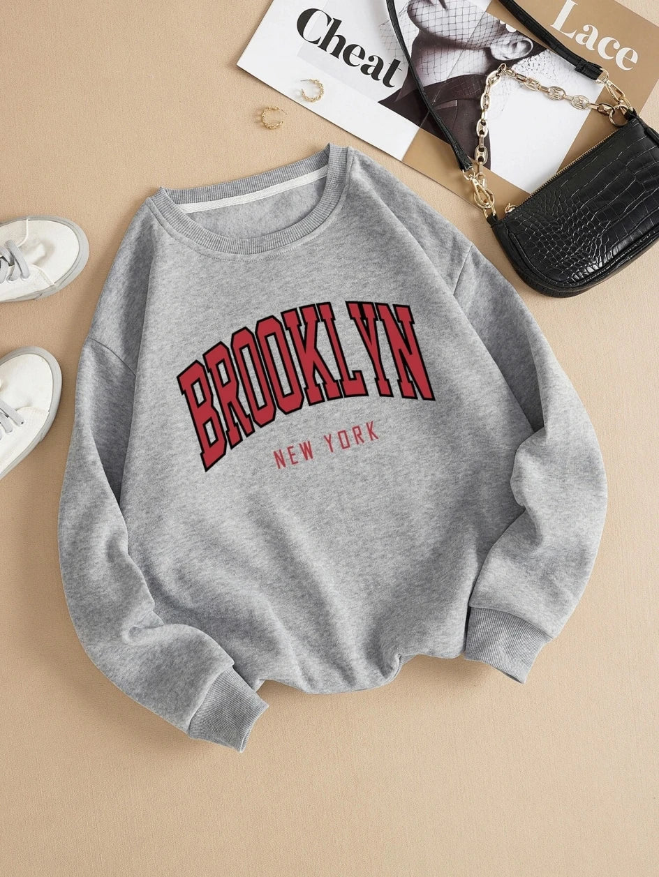 "Brooklyn" Graphic Print Cotton Hoodie