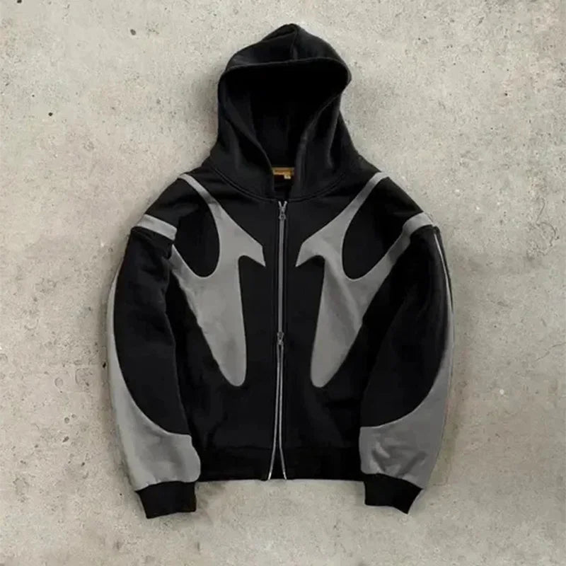 Y2k "Devil" Graphic Zip-Up Hoodie