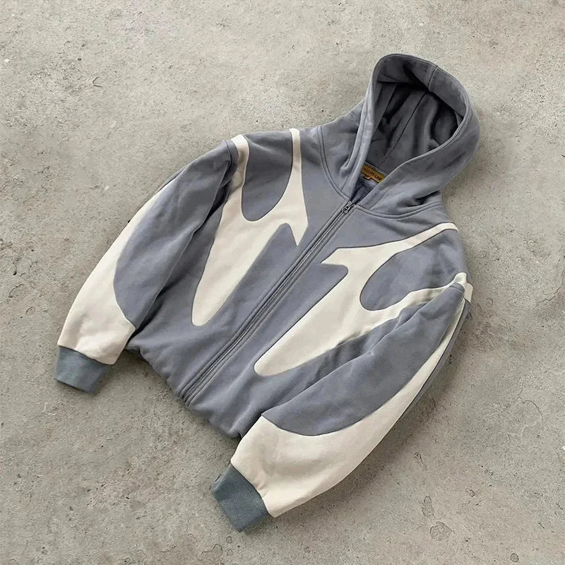 Y2k "Devil" Graphic Zip-Up Hoodie