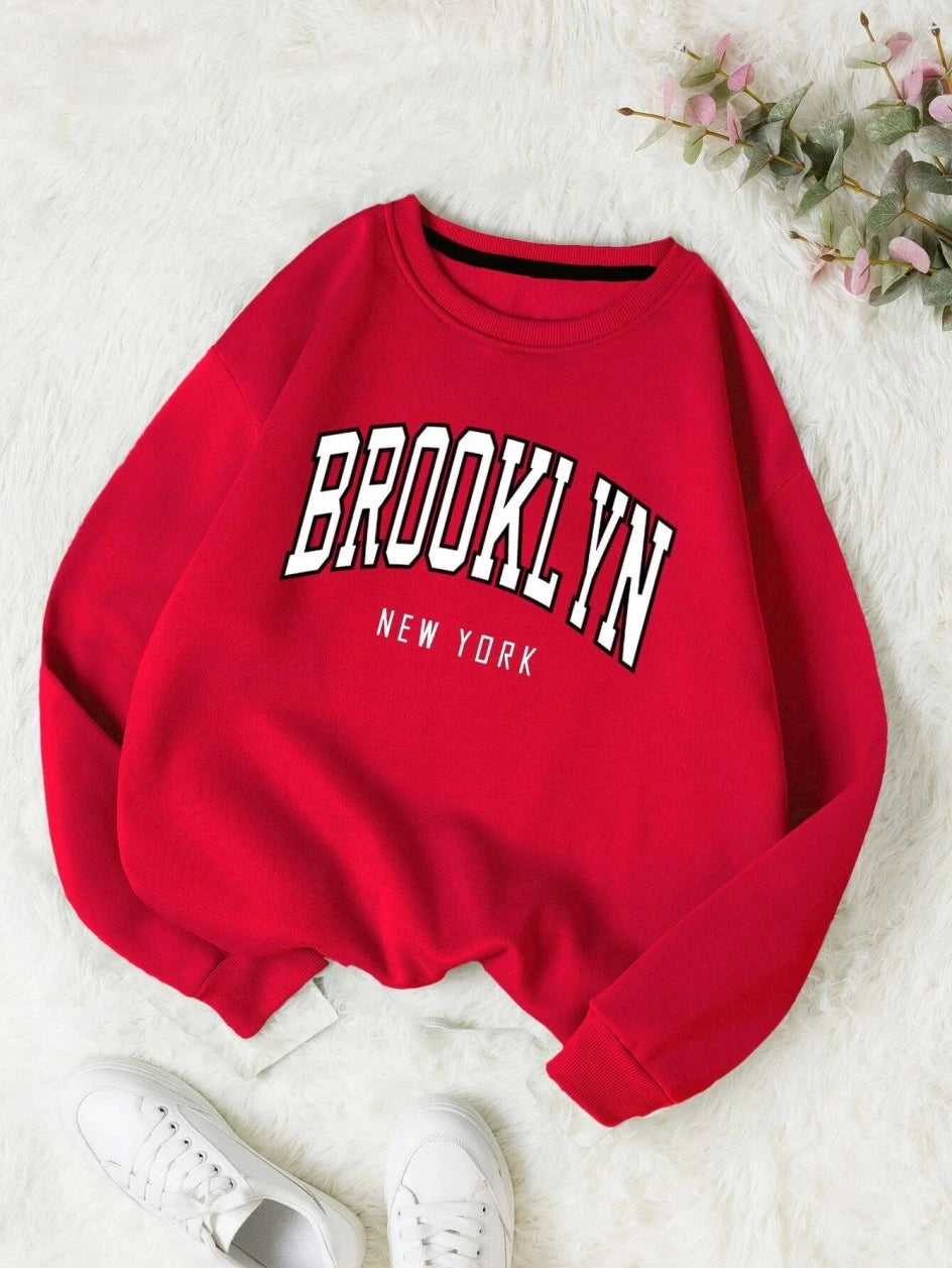 "Brooklyn" Graphic Print Cotton Hoodie