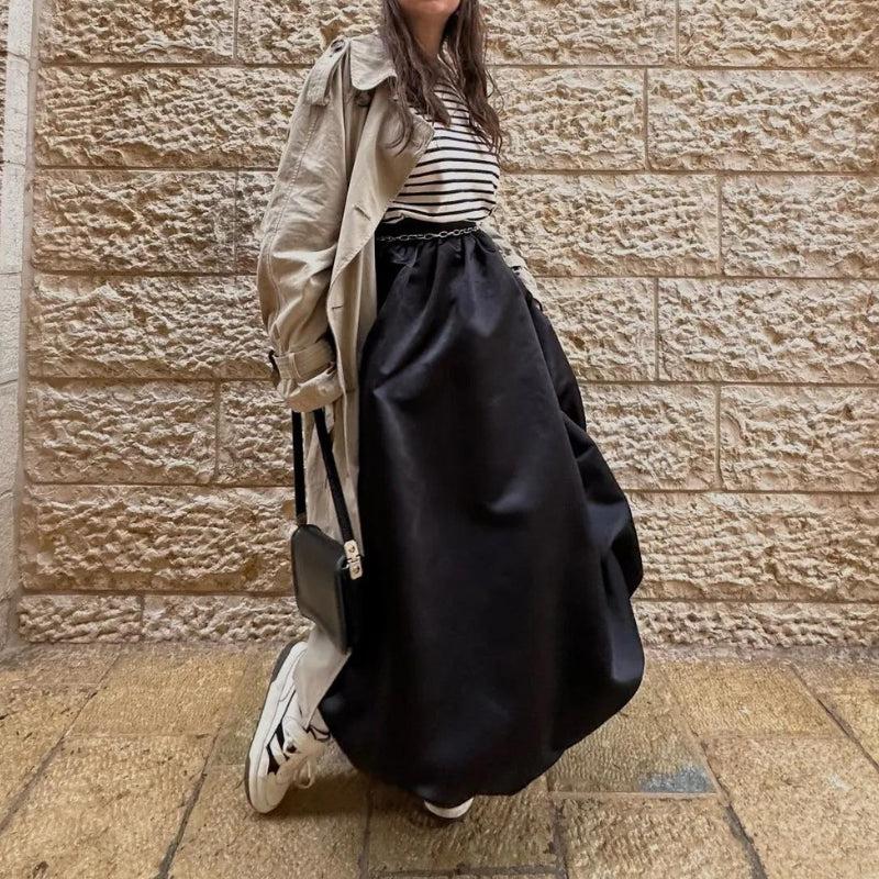 Satin Bubble Midi Skirt - KAYSMAR