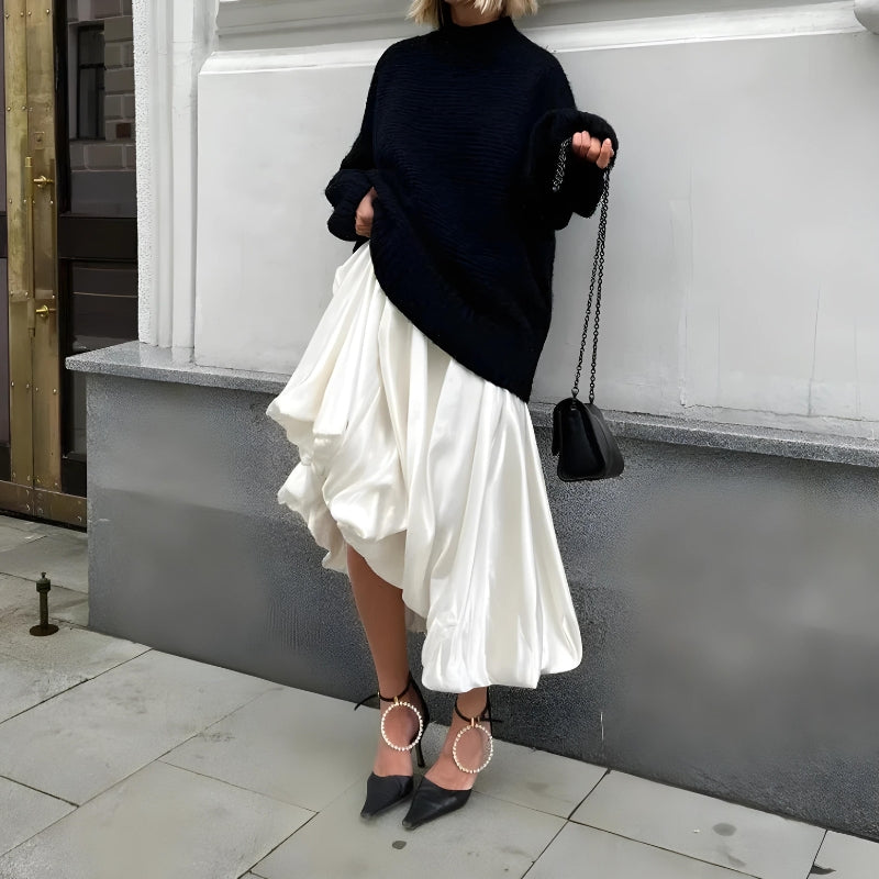 Satin Bubble Midi Skirt - KAYSMAR