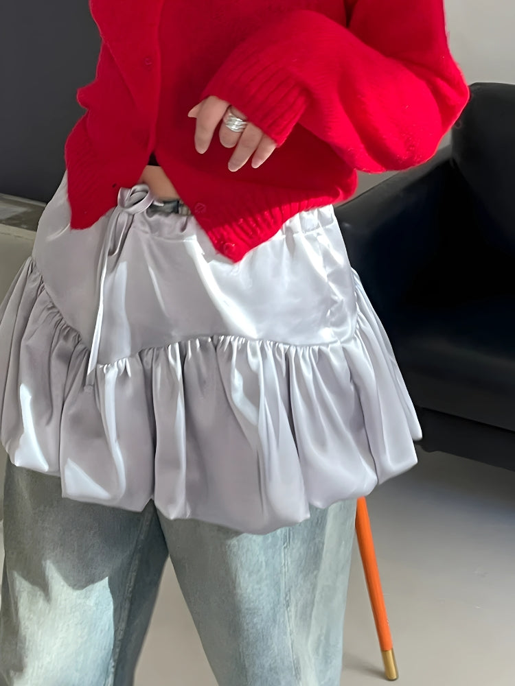 Satin Bubble Mini Skirt - KAYSMAR