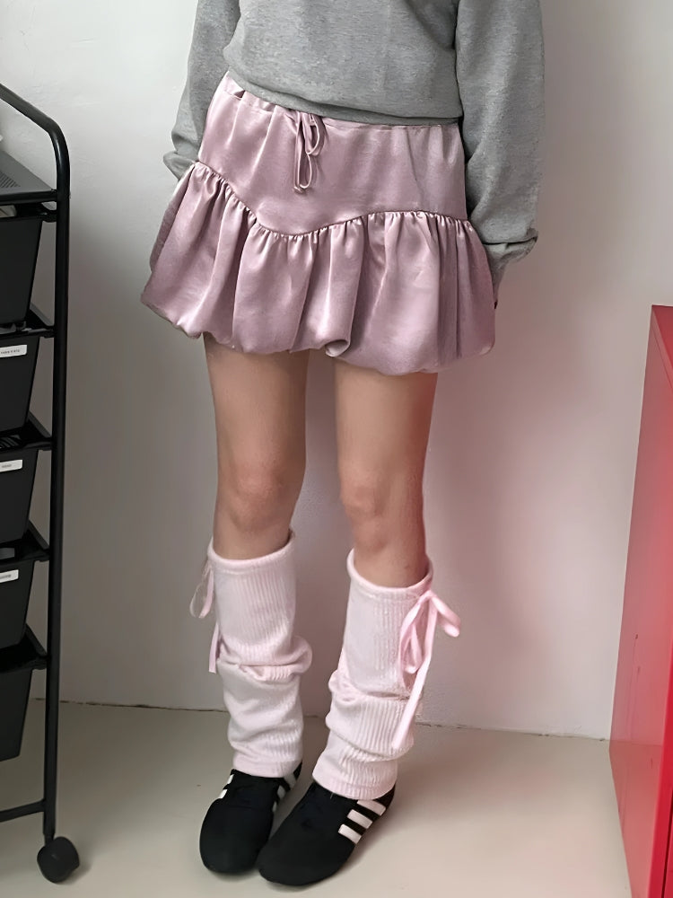 Satin Bubble Mini Skirt - KAYSMAR