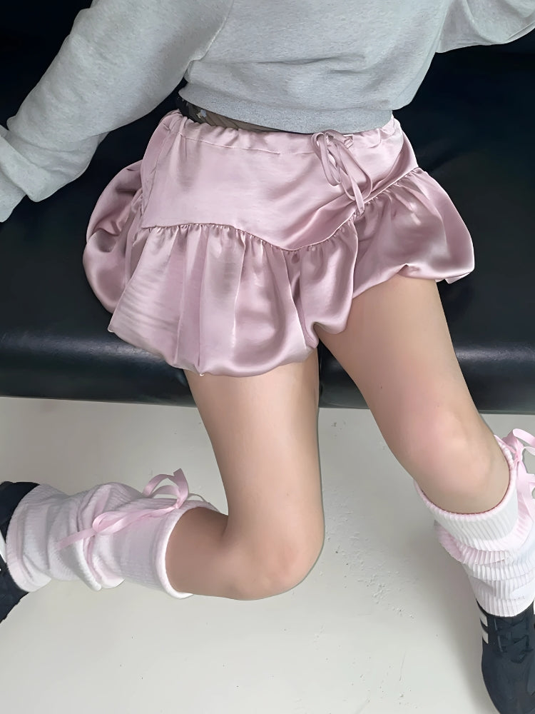 Satin Bubble Mini Skirt - KAYSMAR