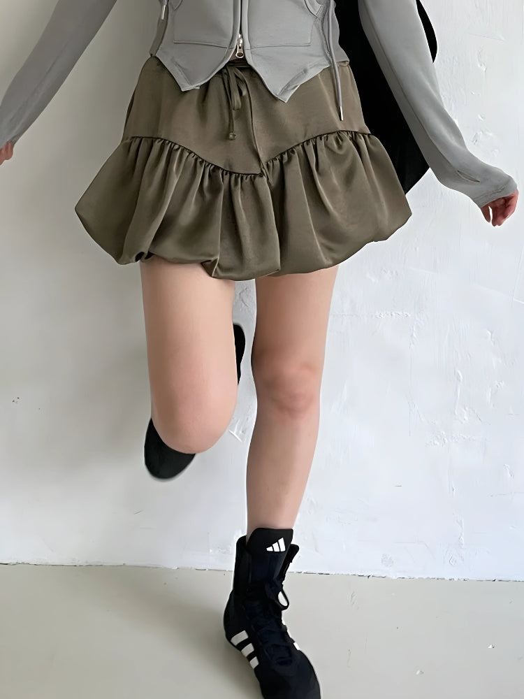 Satin Bubble Mini Skirt - KAYSMAR