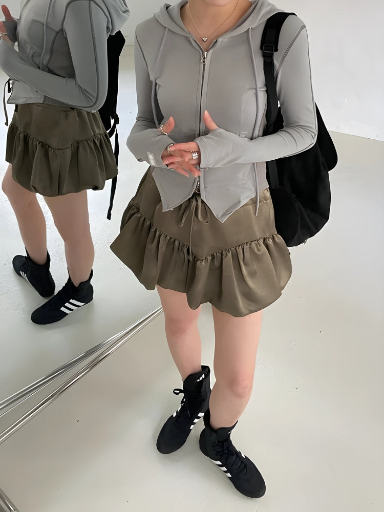 Satin Bubble Mini Skirt - KAYSMAR