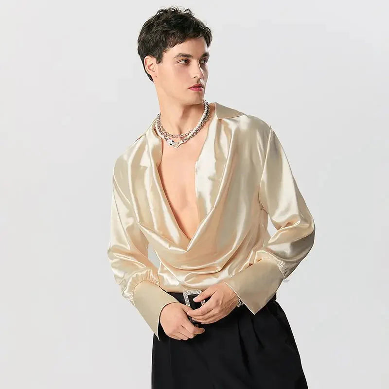 Satin Cowl Neck Shirt - KAYSMAR