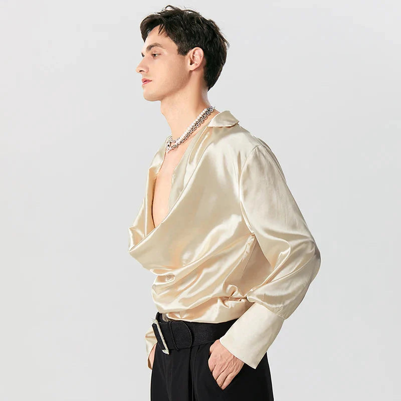 Satin Cowl Neck Shirt - KAYSMAR