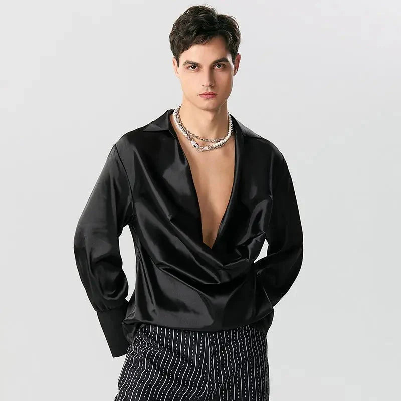 Satin Cowl Neck Shirt - KAYSMAR