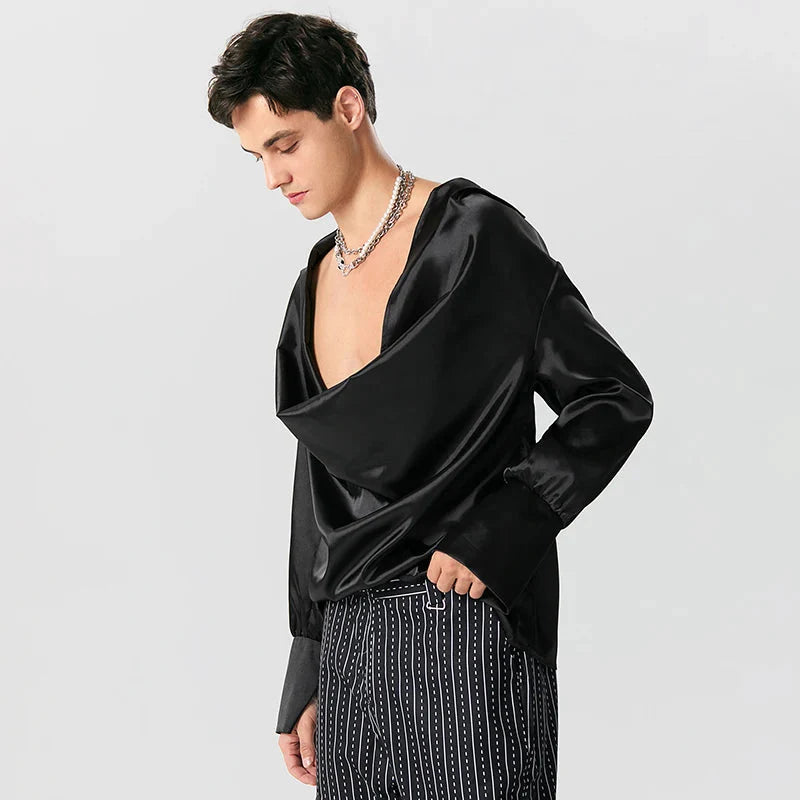 Satin Cowl Neck Shirt - KAYSMAR