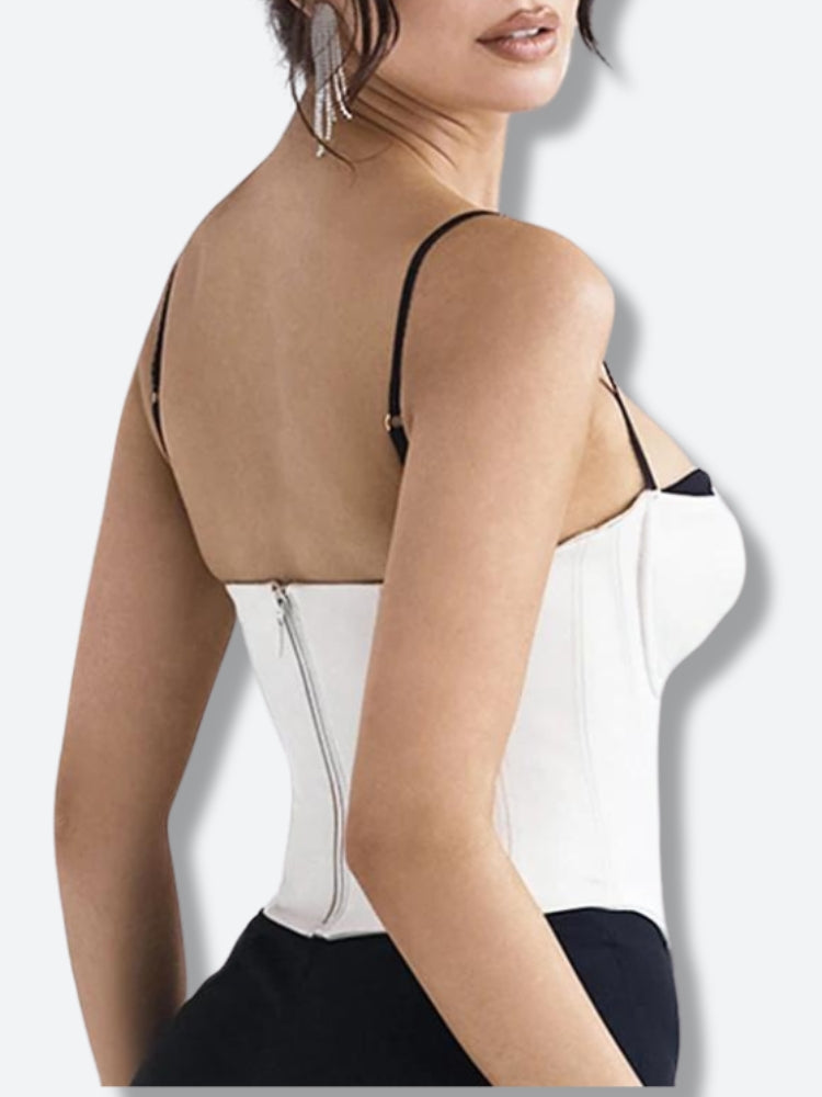 Satin Zip-Up Layered Corset Top - KAYSMAR