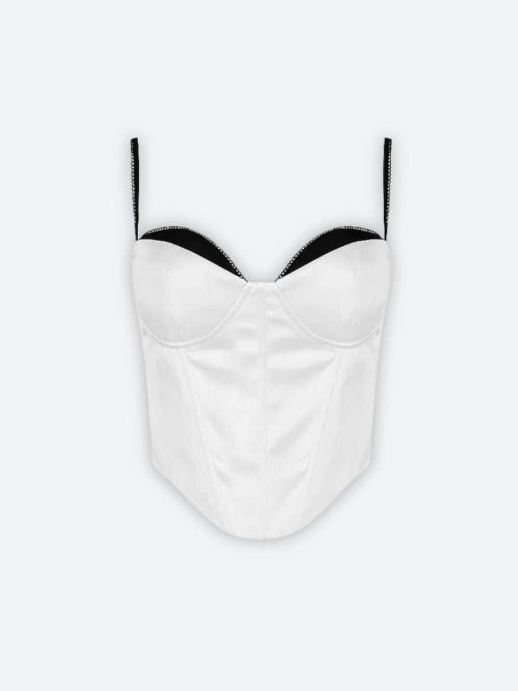 Satin Zip-Up Layered Corset Top - KAYSMAR