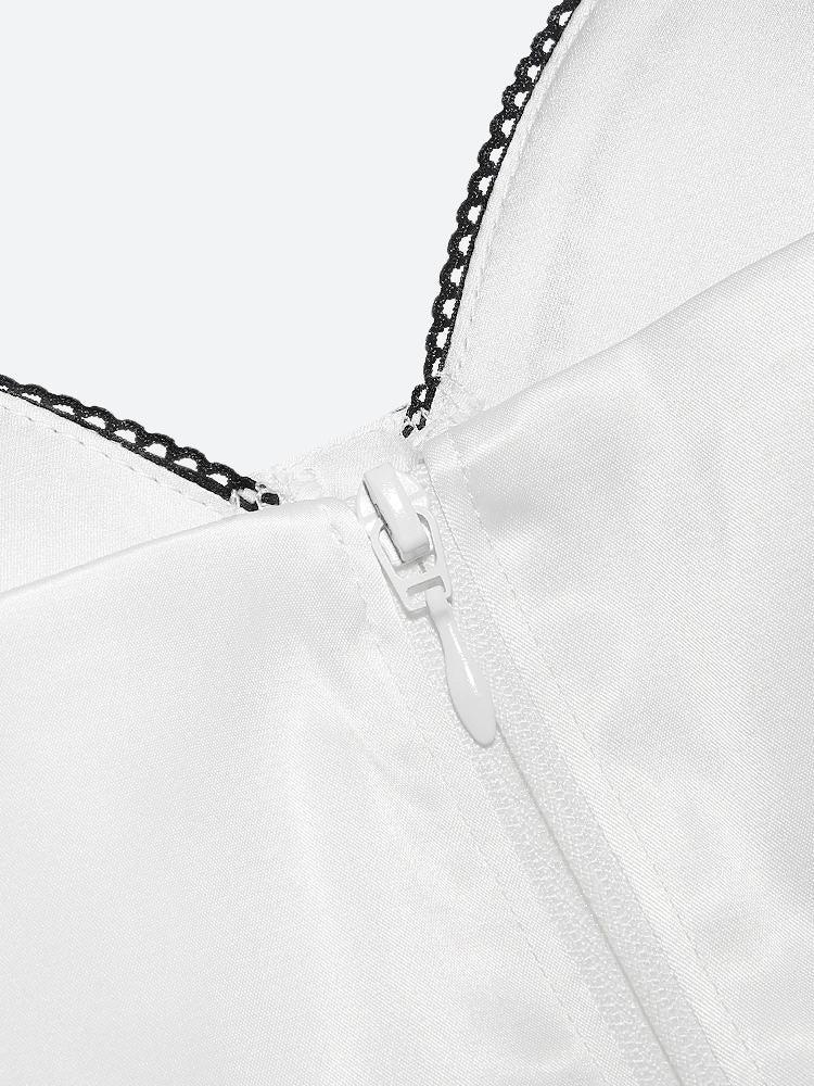 Satin Zip-Up Layered Corset Top - KAYSMAR