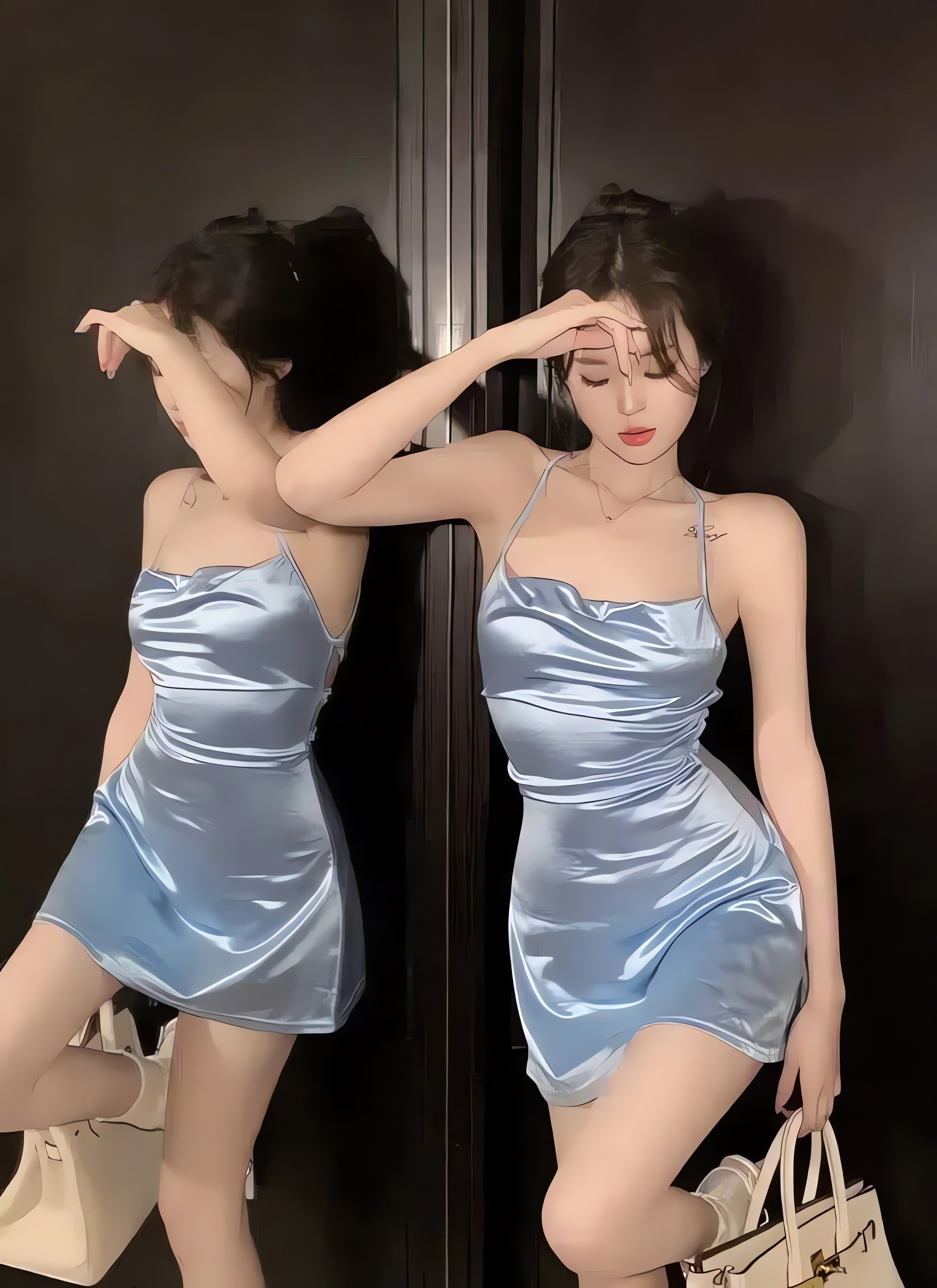 Satin Backless Mini Dress - KAYSMAR