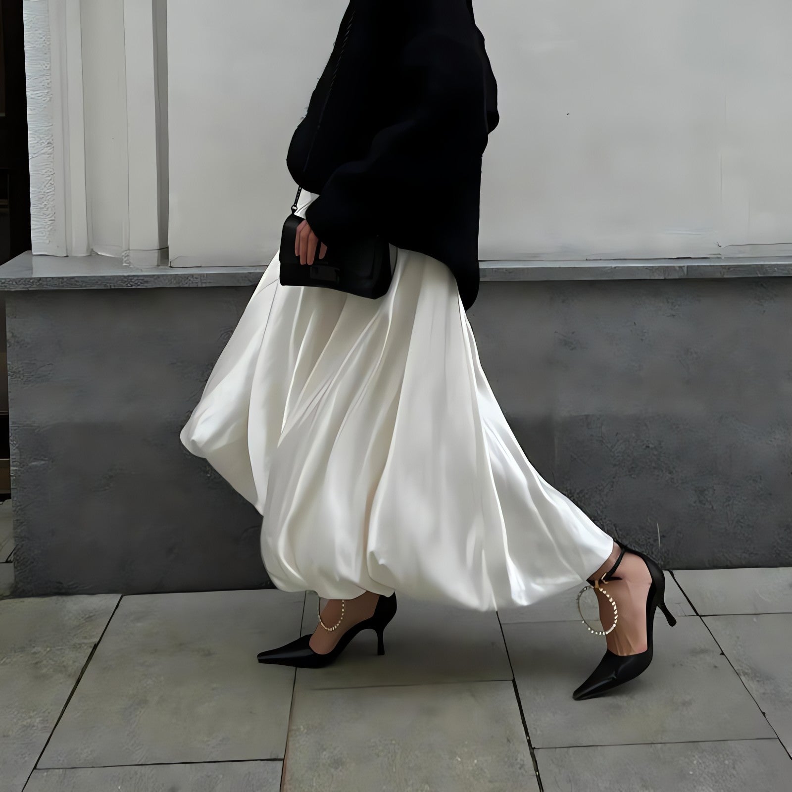 Satin Bubble Midi Skirt - KAYSMAR