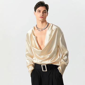 Satin Cowl Neck Shirt - KAYSMAR