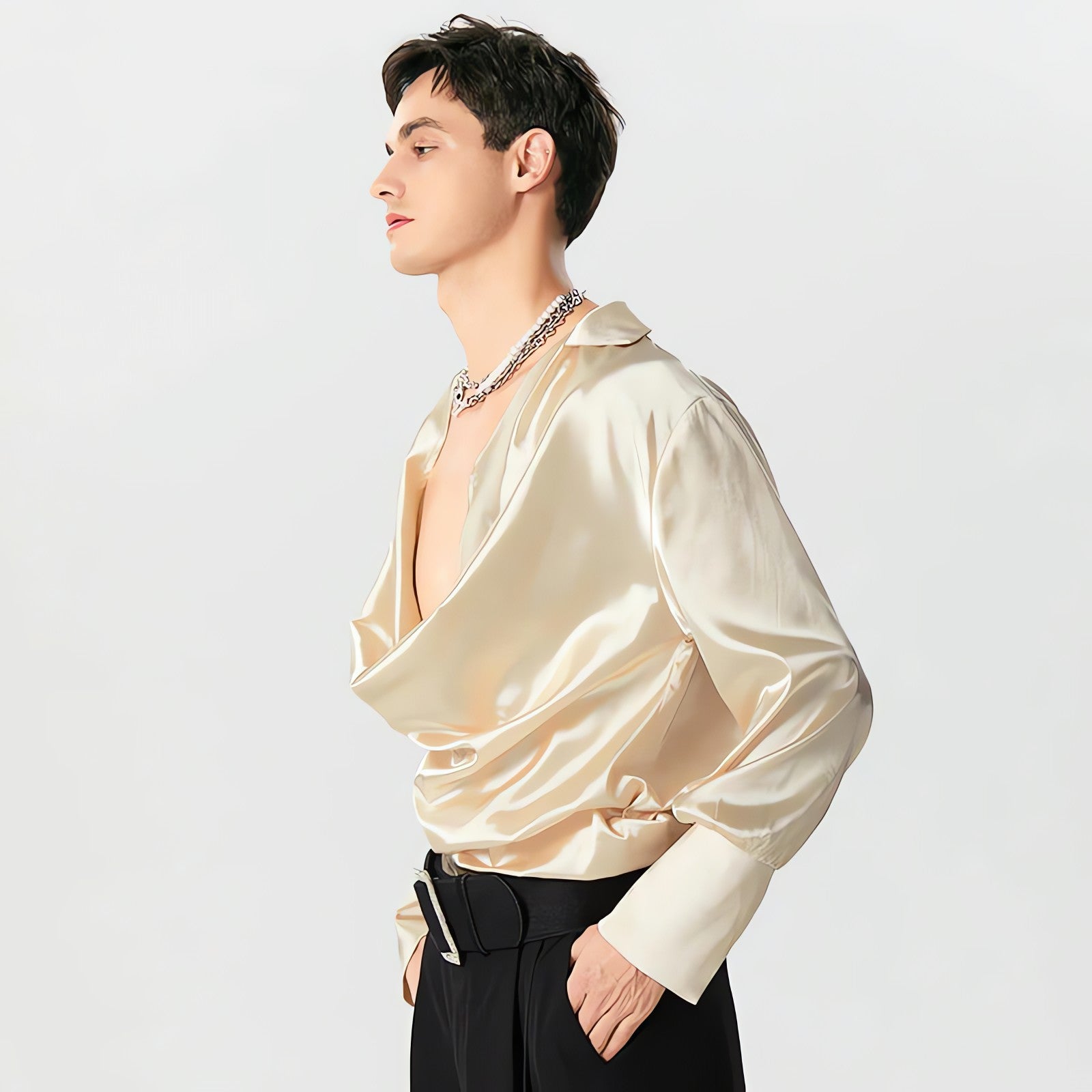 Satin Cowl Neck Shirt - KAYSMAR