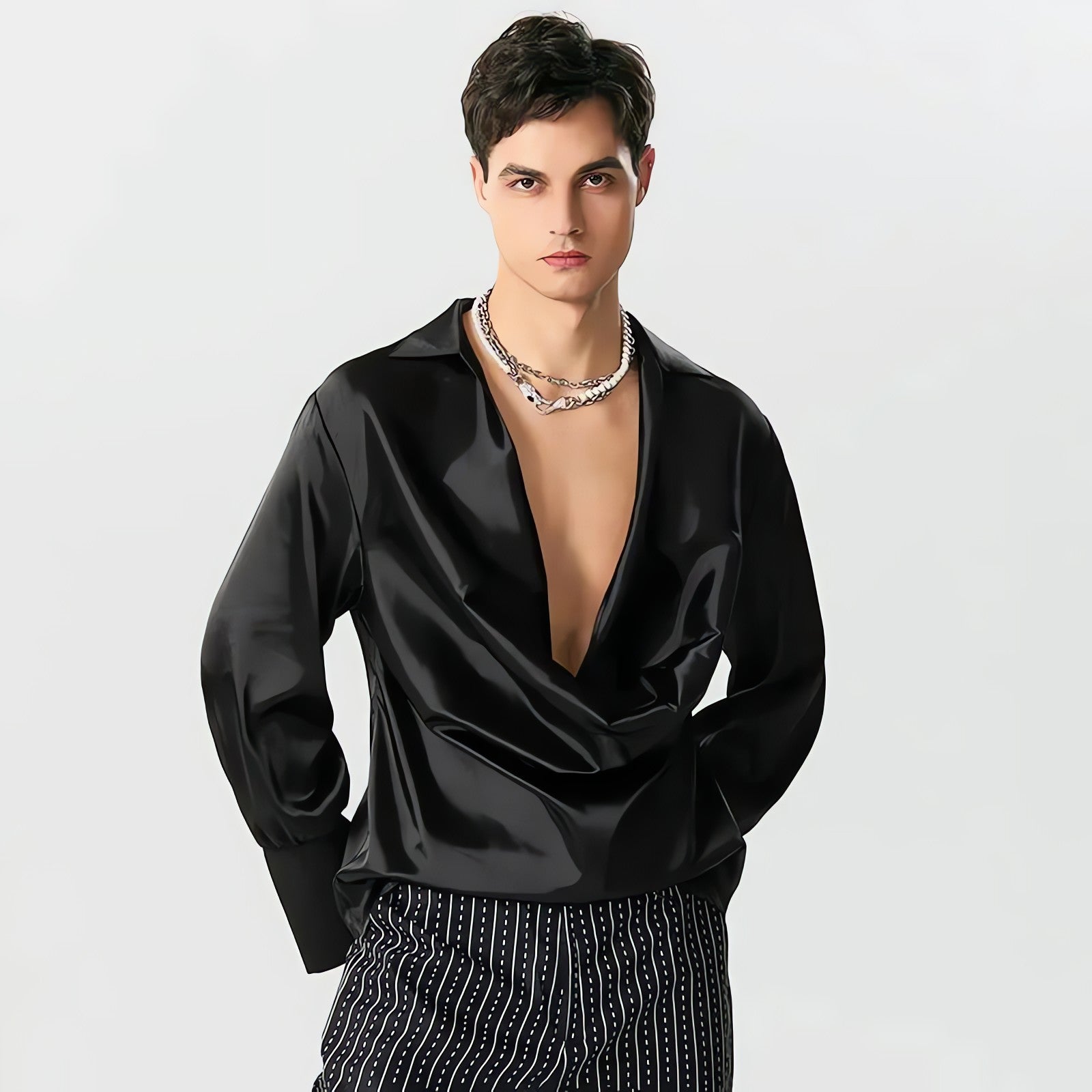 Satin Cowl Neck Shirt - KAYSMAR