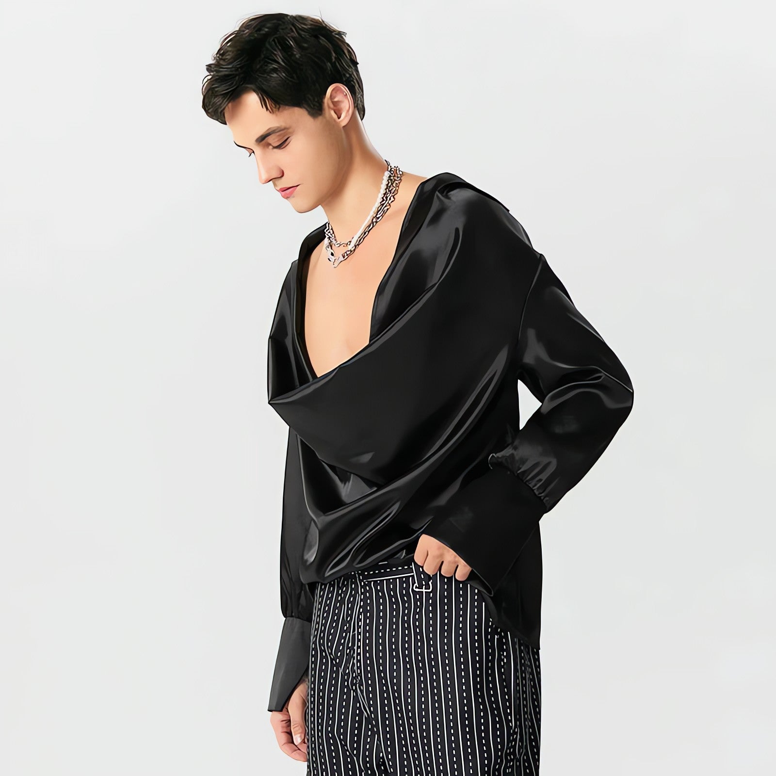 Satin Cowl Neck Shirt - KAYSMAR