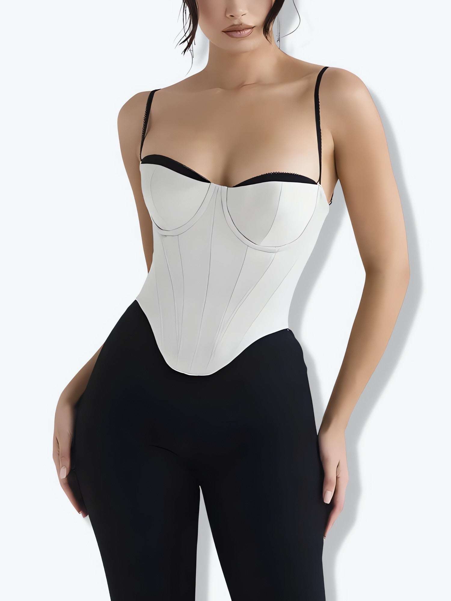 Satin Zip-Up Layered Corset Top - KAYSMAR