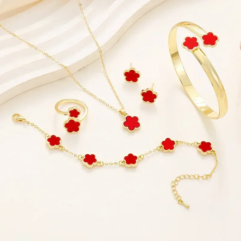 5-Piece Plum Blossom Jewelry Set | Luxury Floral Collection