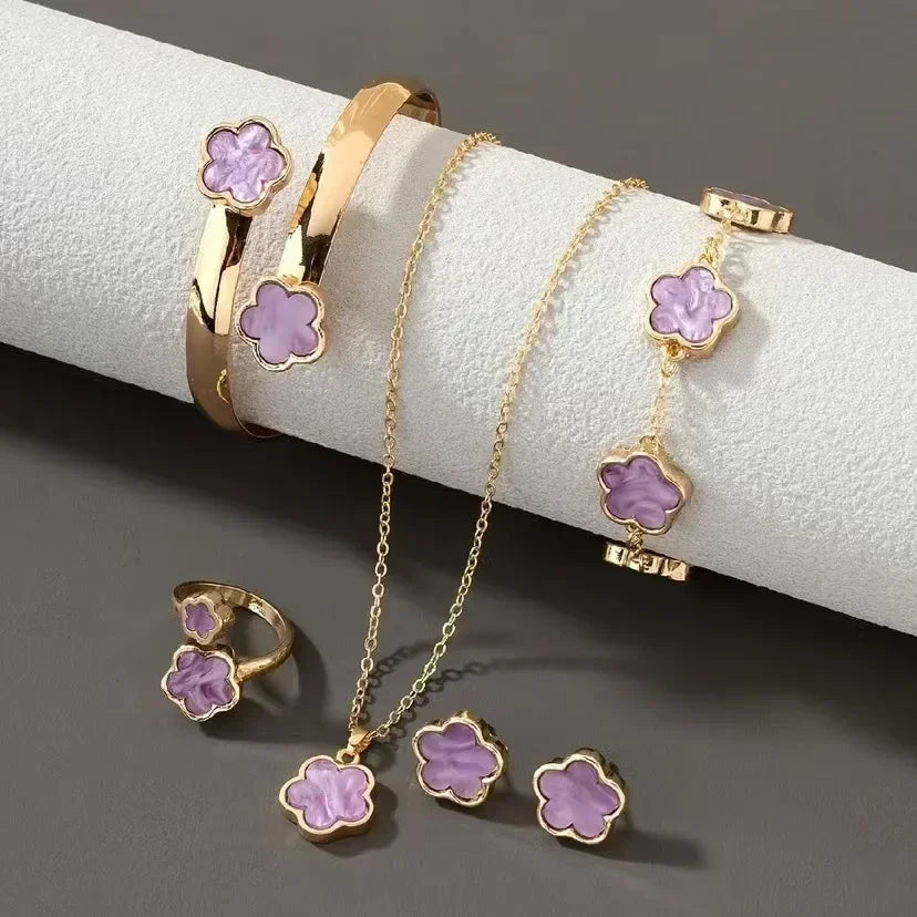 5-Piece Plum Blossom Jewelry Set | Luxury Floral Collection