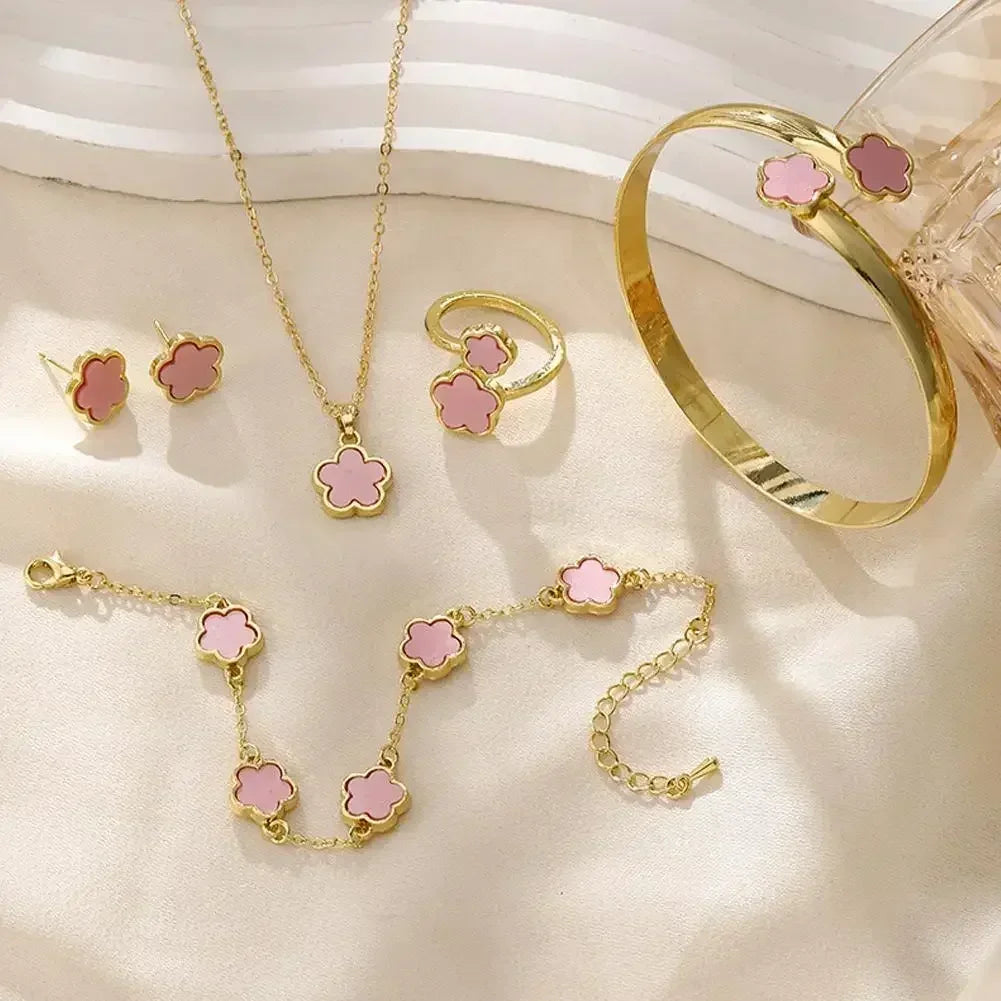 5-Piece Plum Blossom Jewelry Set | Luxury Floral Collection
