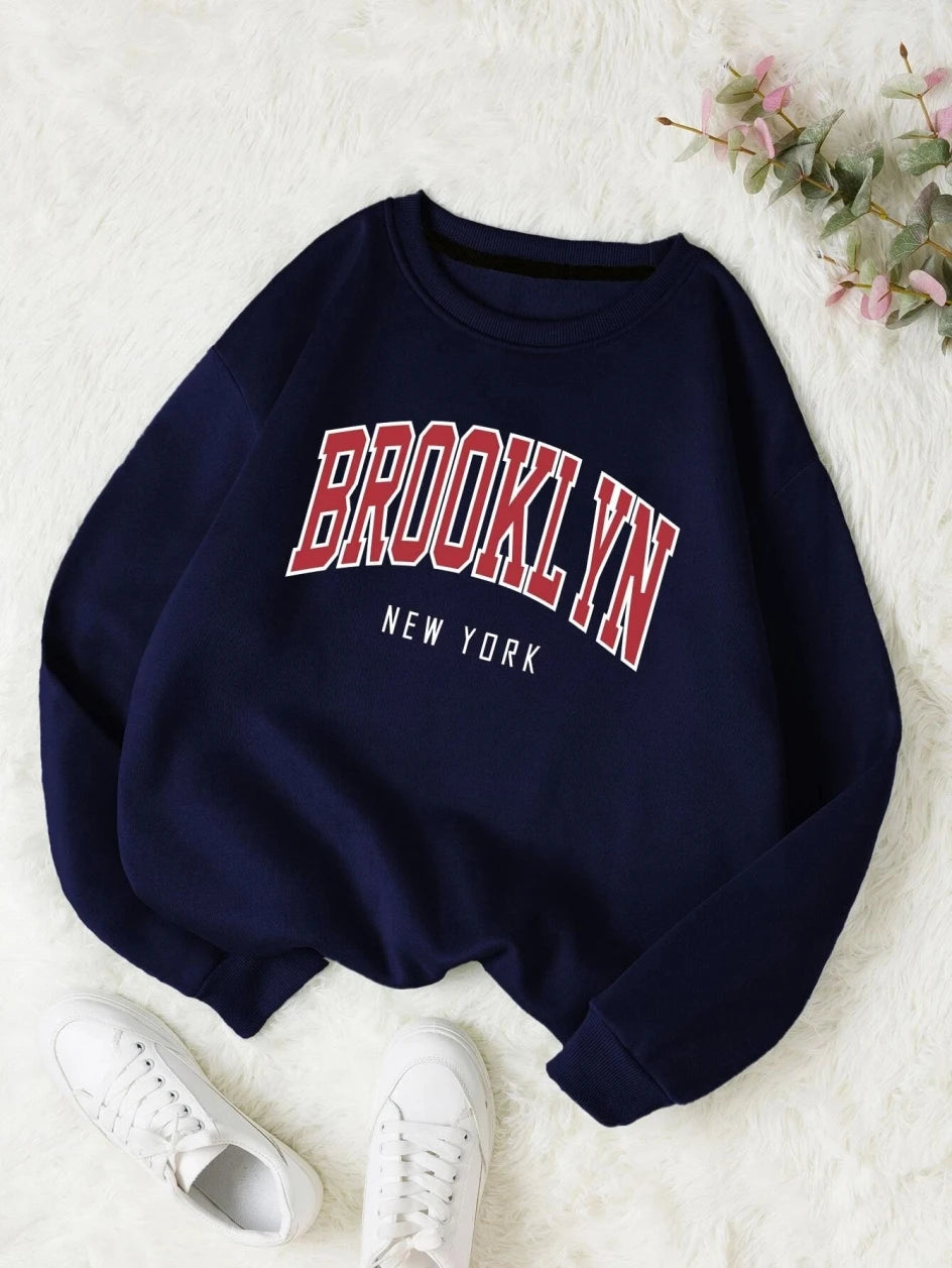 "Brooklyn" Graphic Print Cotton Hoodie