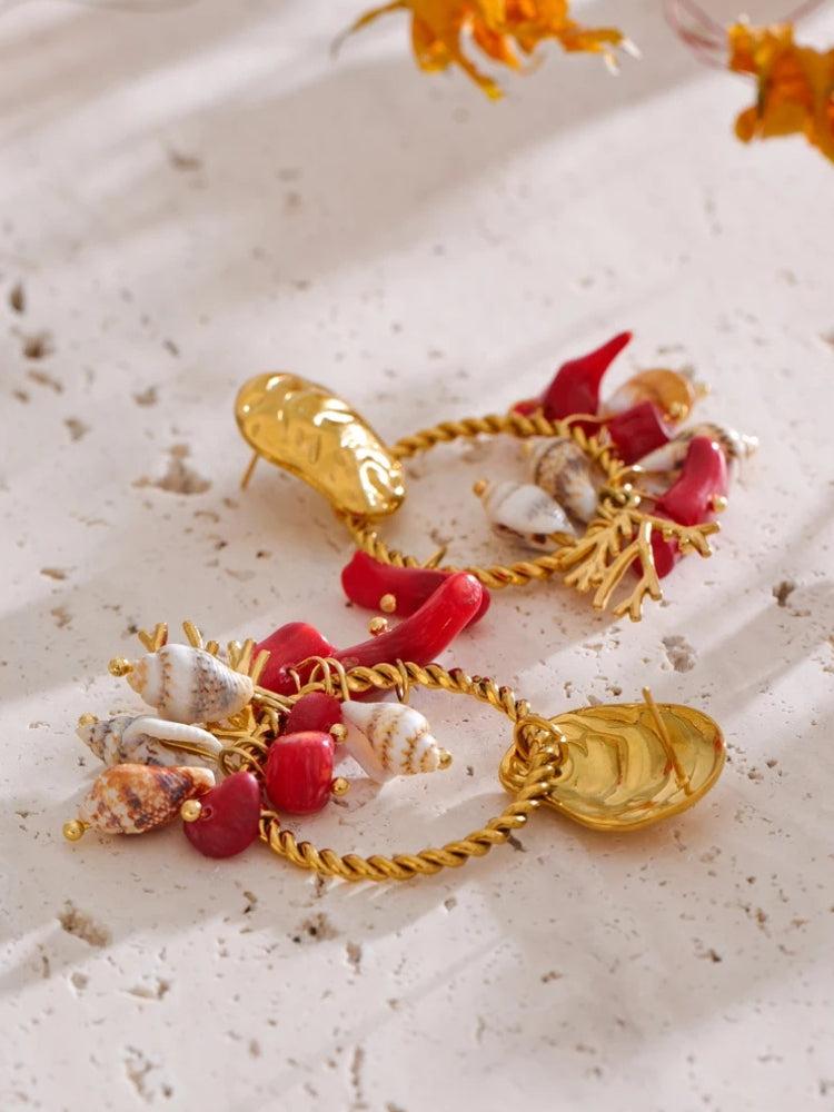 Seashell Beaded Hoop Earrings - KAYSMAR