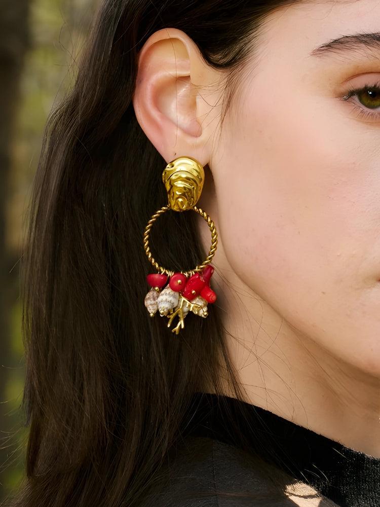 Seashell Beaded Hoop Earrings - KAYSMAR