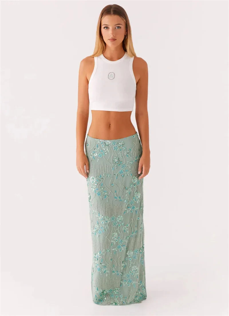 Sequin Embellished Maxi Skirt - KAYSMAR