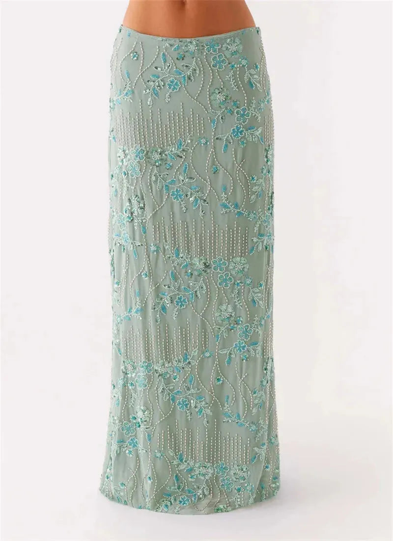 Sequin Embellished Maxi Skirt - KAYSMAR