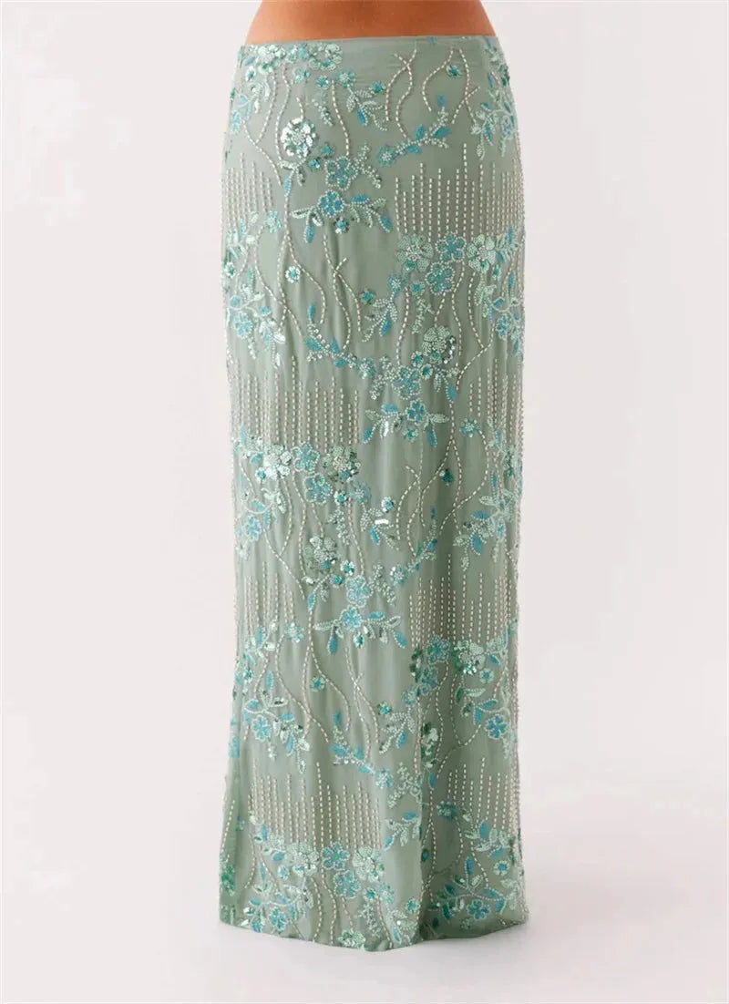 Sequin Embellished Maxi Skirt - KAYSMAR