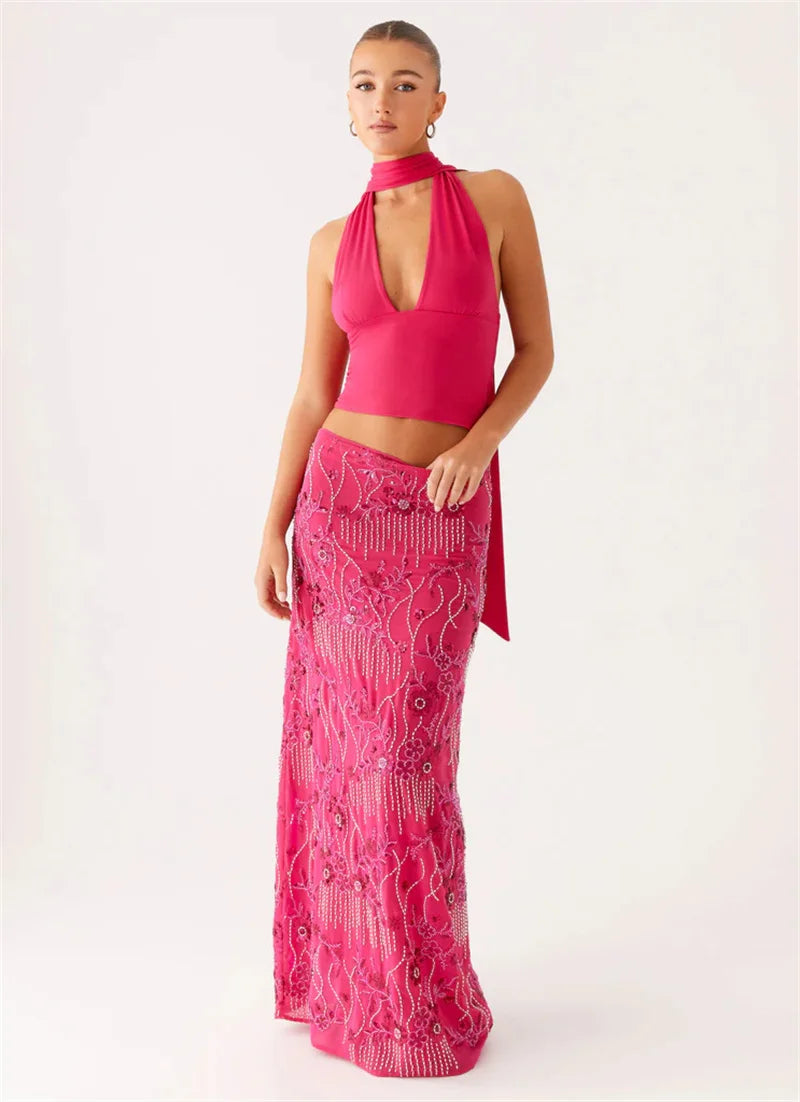Sequin Embellished Maxi Skirt - KAYSMAR