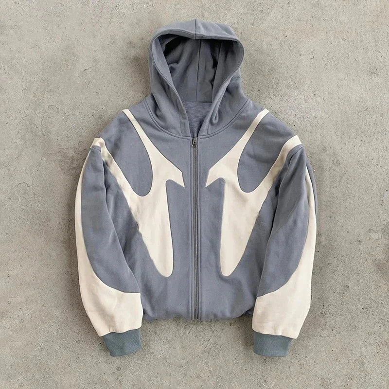 Y2k "Devil" Graphic Zip-Up Hoodie