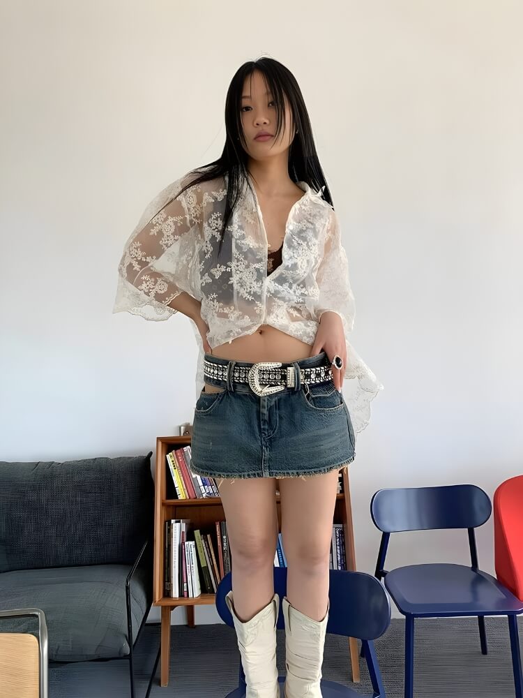 Sheer Floral Lace Shirt - KAYSMAR