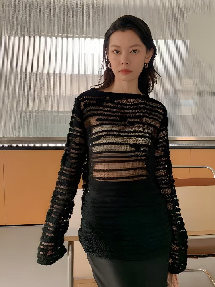 Sheer Loose Knitted Sweater - KAYSMAR