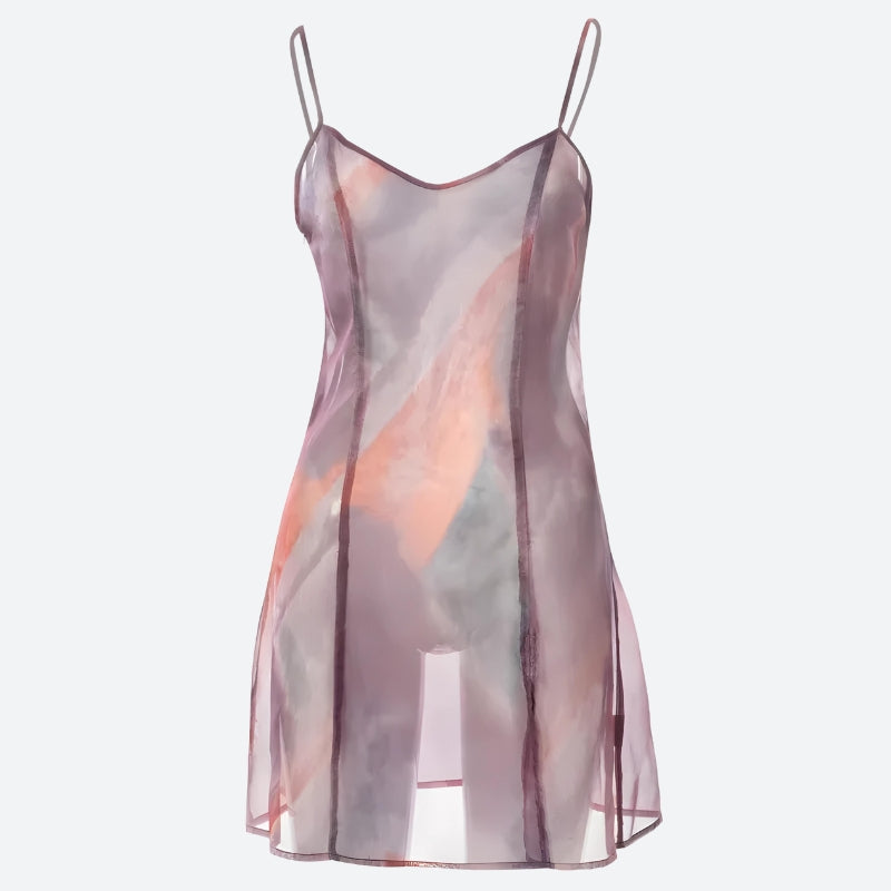 Sheer Mesh Slit Mini Dress - KAYSMAR